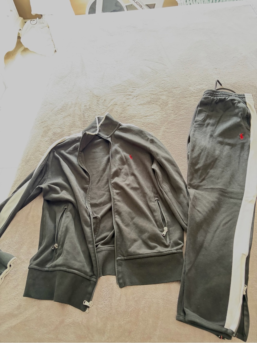 Ralph Lauren Black Track Jacket & Joggers with White Stripe